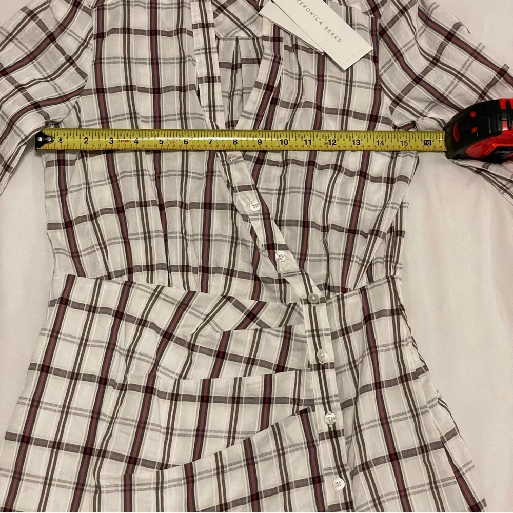 NWT Veronica Beard ‘Sherry’ Asymmetrical Ruffle Hem Shirt Dress Sz S - Picture 7 of 9